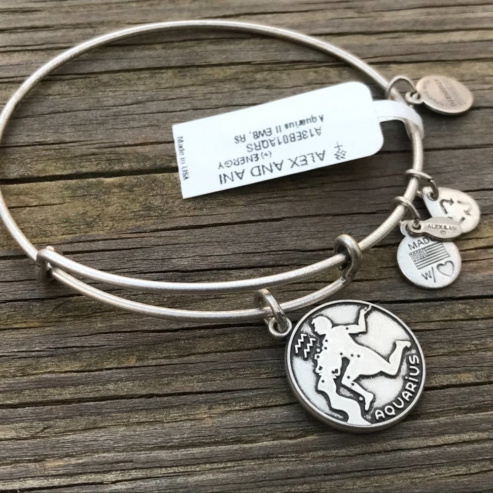 Alex and Ani Bracelet Silver Tone Zodiac AQUARIUS - Picture 2 of 6